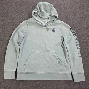 Carhartt Sweatshirt Women Medium Sage Green Fleece Crewneck Pullover 102791 8/10